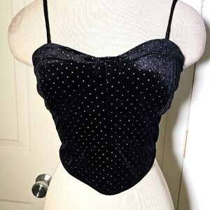 Sweet Threads Black Velvet‎ Bustier Top